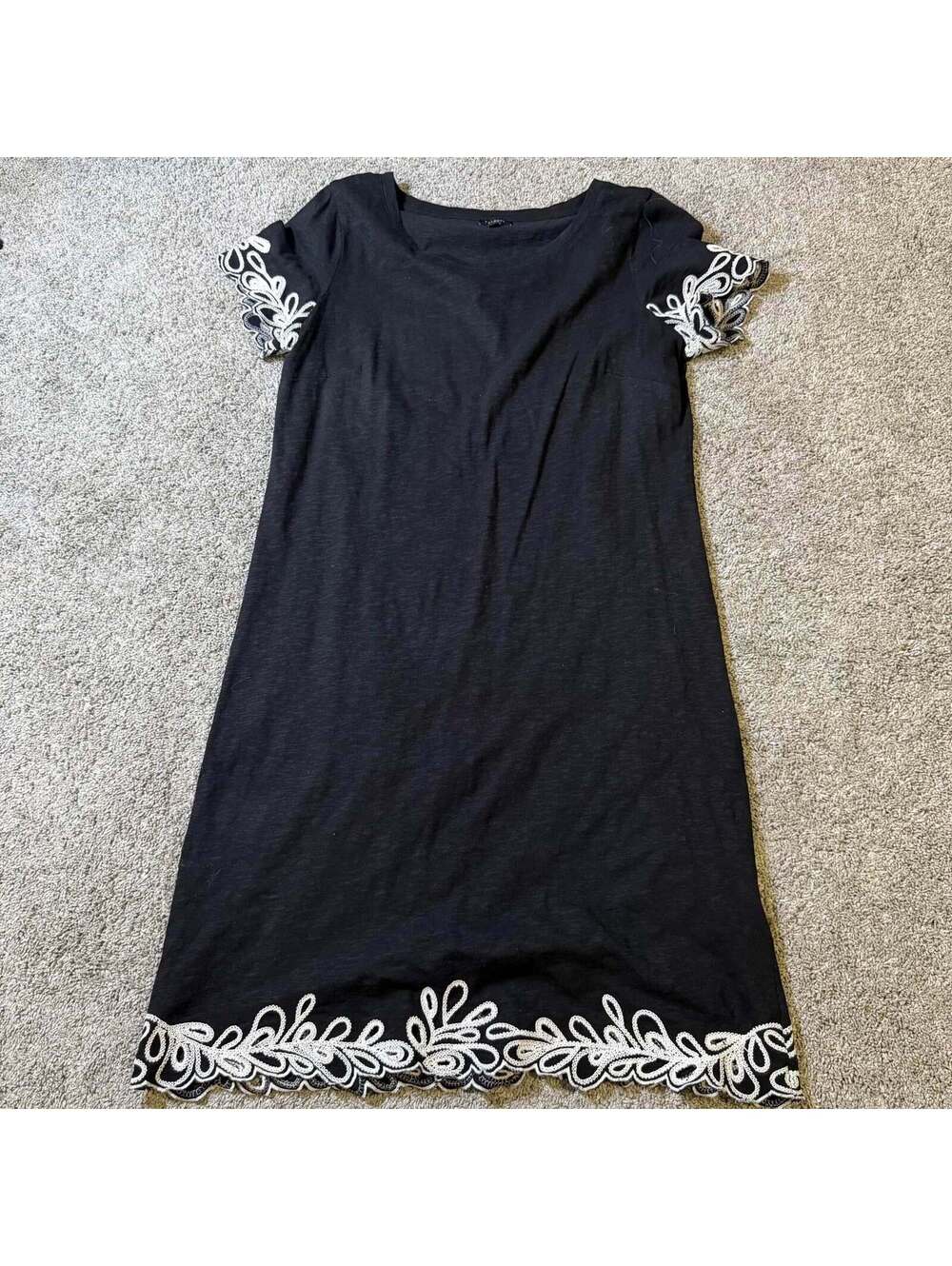 Talbots Black Embroidered Cotton Dress Size Medium